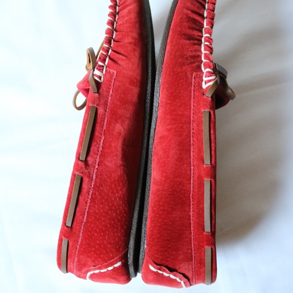 LAMO Red Suede Moccasins Indoor Outdoor Women's Size 9 (fits like an 8.5) Fall - Picture 9 of 12